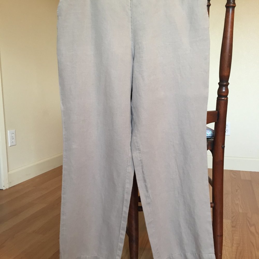 J JILL – Pull-on Beige Linen Pants - Sz M Petite